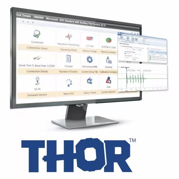 THOR software display on computer screen with logo below